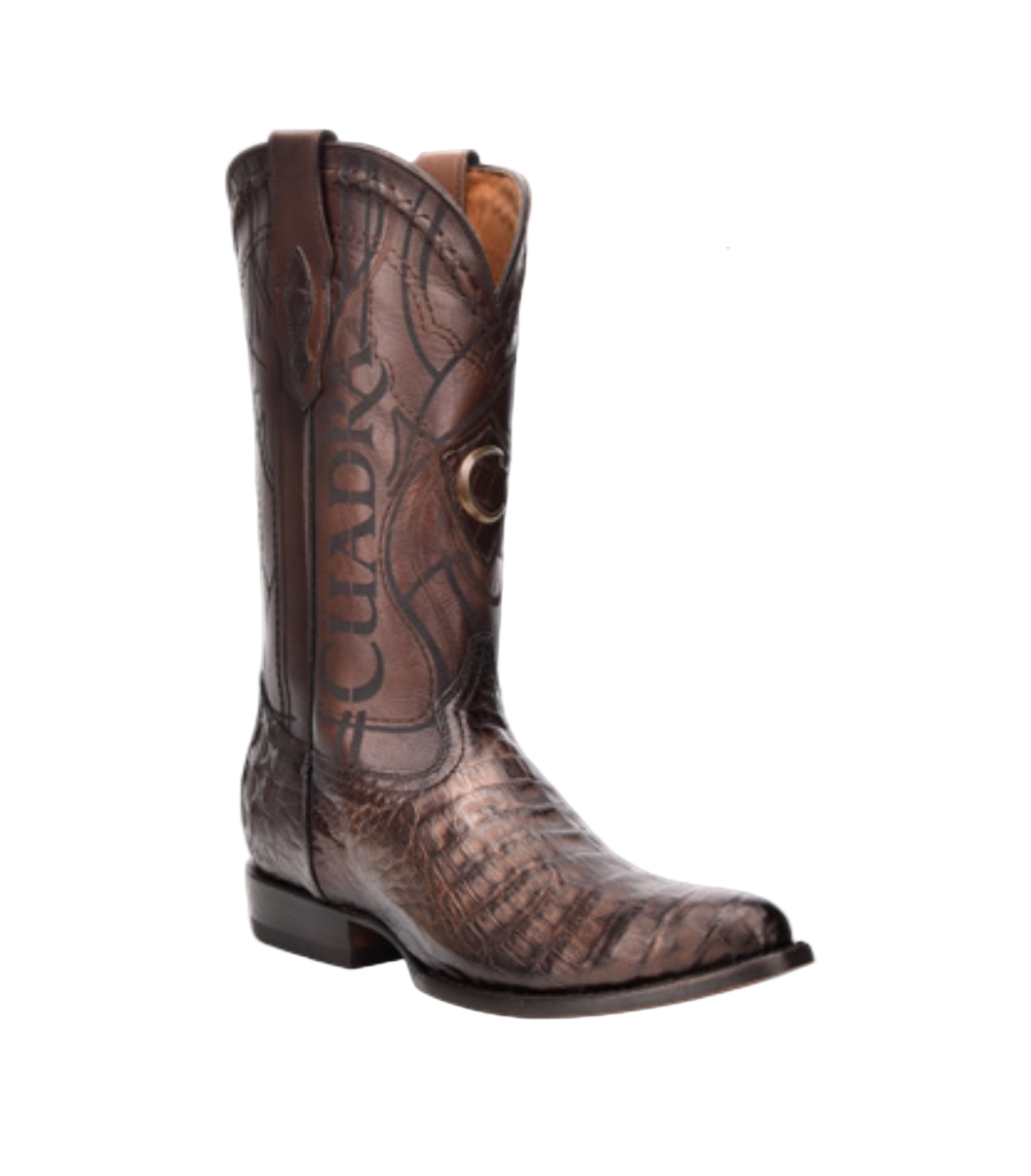 Cuadra CU424 MN Paris Brown Caiman Lazer & Embroidery Round Toe
