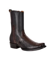 Cuadra CU557 MN Lisboa Black Python Laser & Woven and Zipper Narrow Square Toe