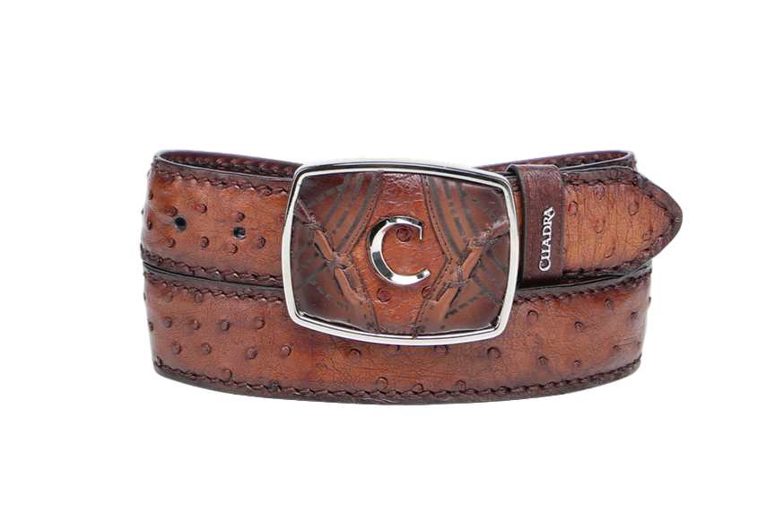 Cuadra BC353 MN Moroni Chestnut Ostrich Laser Belt