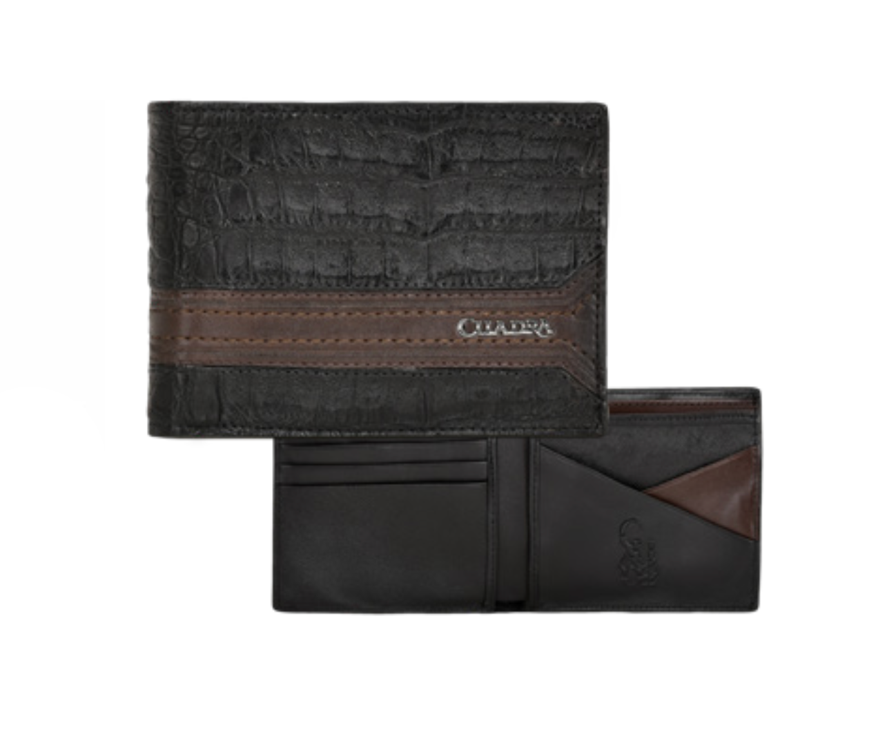 Cuadra DU509 MN Plunge Black Caiman Stitching Wallet