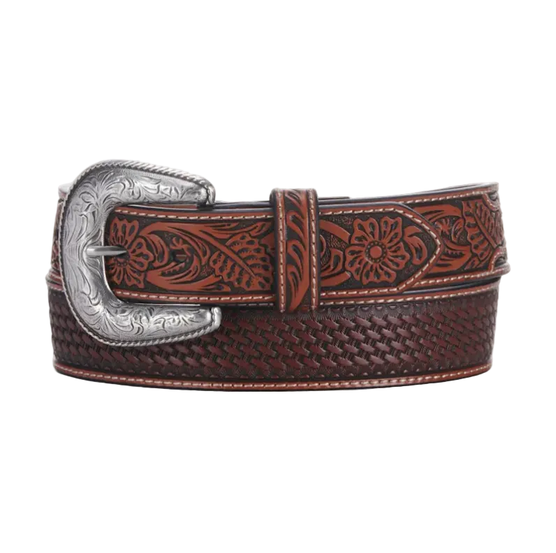 Ariat Classic Basketweave Embroidered Western Cowboy Belt