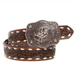 Nocona Tooled Bullrider Buckle Kids Belt