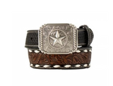 3D Floral Embossed Buck Laced Western Kids Belt