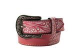 Angel Ranch Pink Tooled Leather Kids Belt