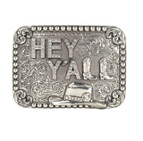 Blazin Roxx Silver HEY YALL Belt Buckle Rectangle Belt Buckle
