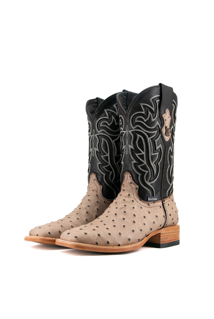 Bruce Ostrich Square Toe Cowboy Boot