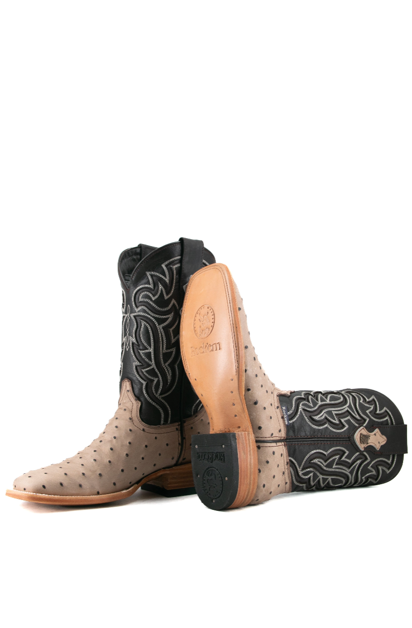 Bruce Ostrich Square Toe Cowboy Boot