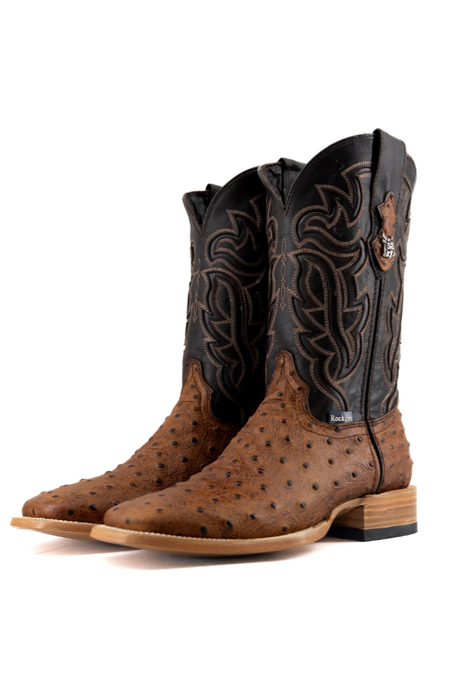 Bruce Ostrich Square Toe Cowboy Boot
