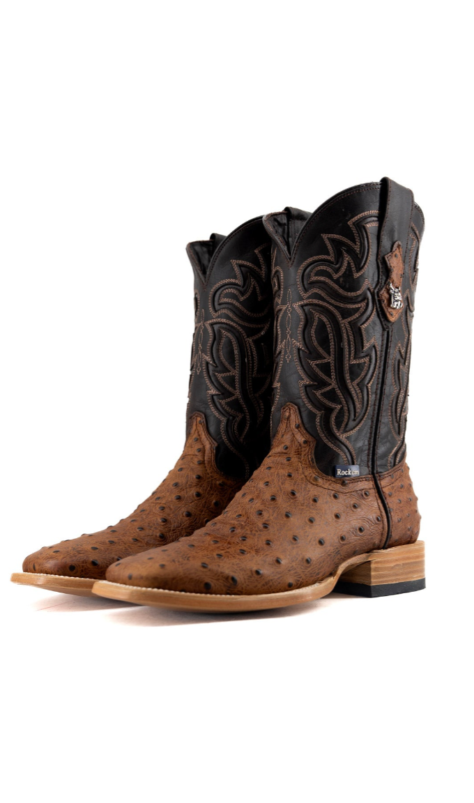 Bruce Ostrich Square Toe Cowboy Boot