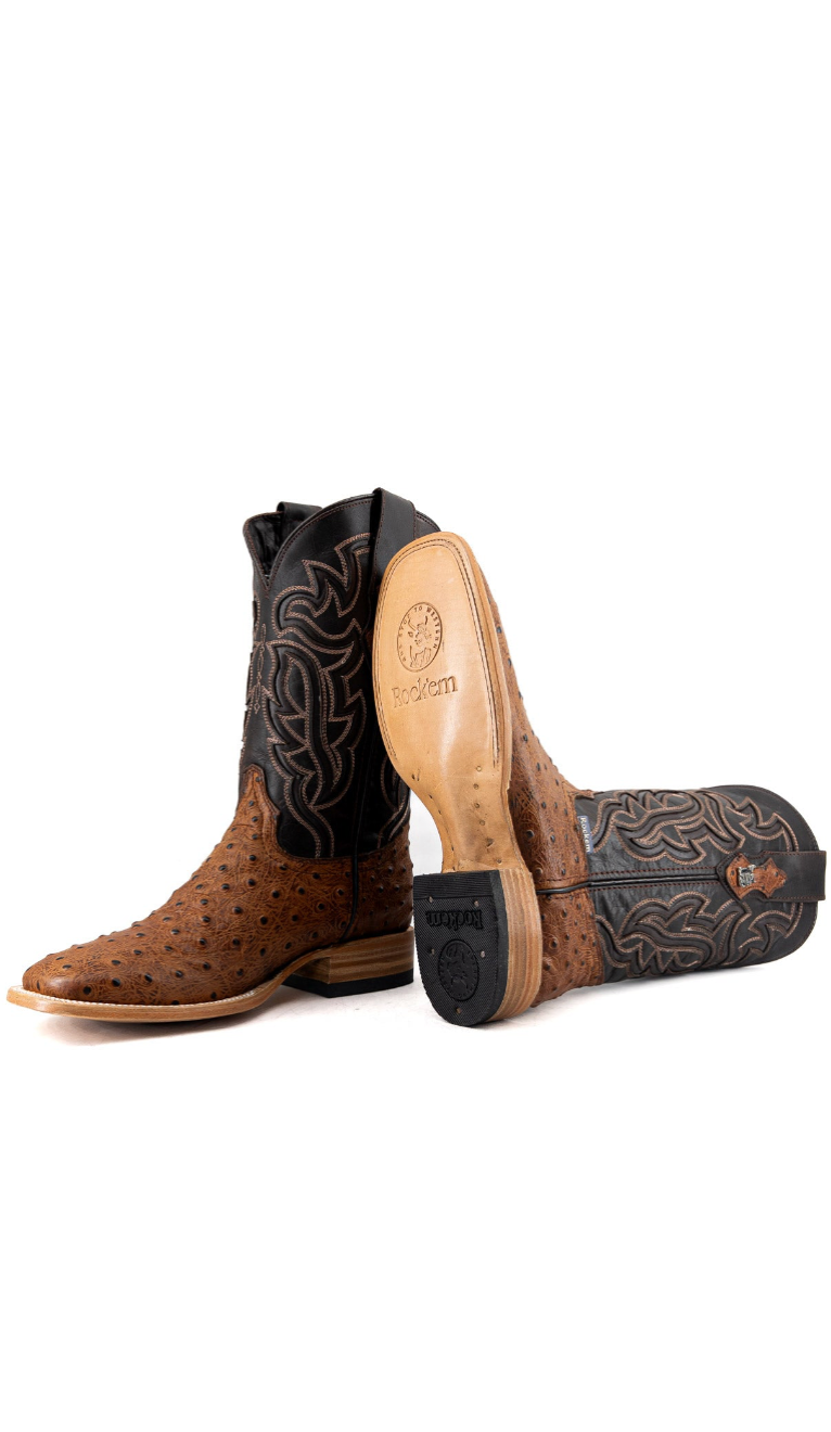 Bruce Ostrich Square Toe Cowboy Boot