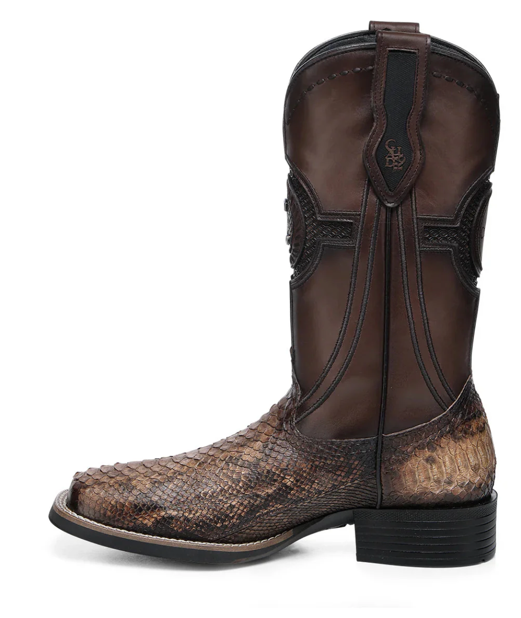 Cuadra CC222 MN Python Embroidery & Laser & Studs & Woven Square Toe Cowboy Boot