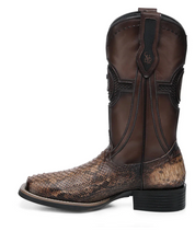 Cuadra CC222 MN Python Embroidery & Laser & Studs & Woven Square Toe Cowboy Boot