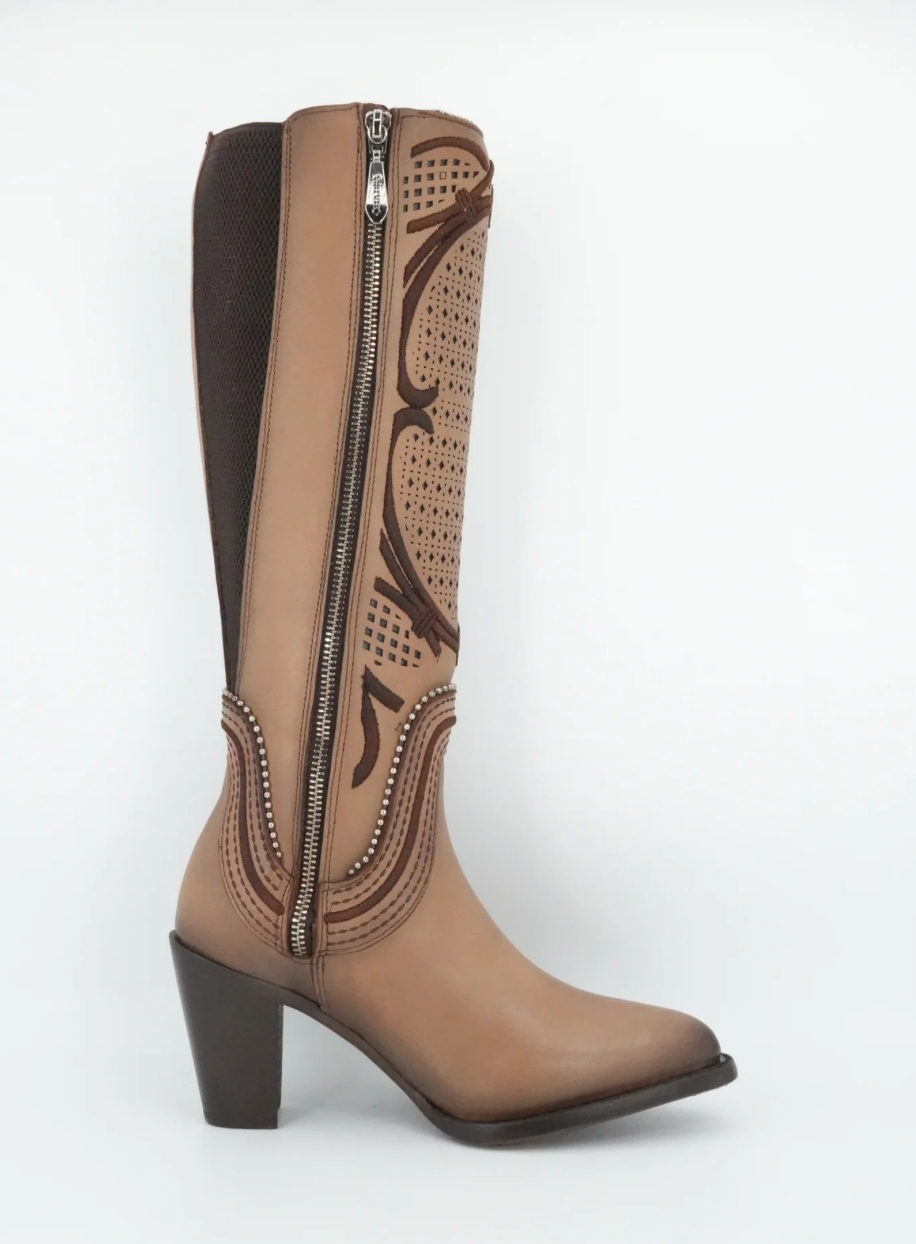 Cuadra CC241 LD Laser & Embroidery & Studs & Zipper Round Toe