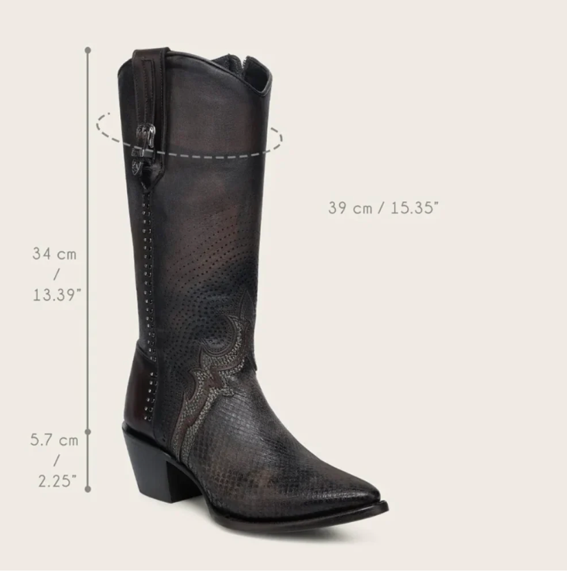 Cuadra CC243 LD Python Laser & Embroidery & Studs Pointed Toe