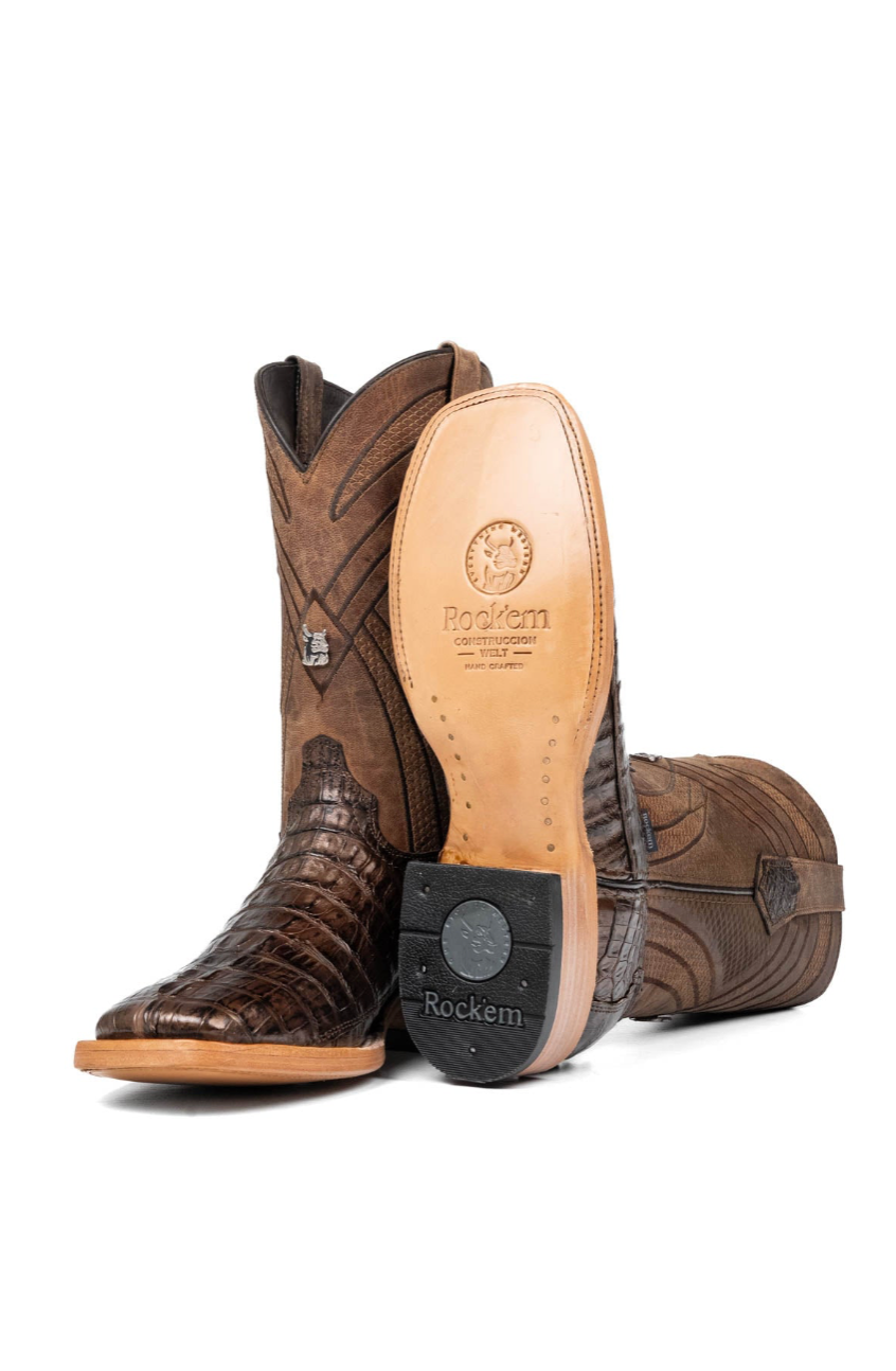 Monroe Caiman Tail Square Toe Cowboy Boot