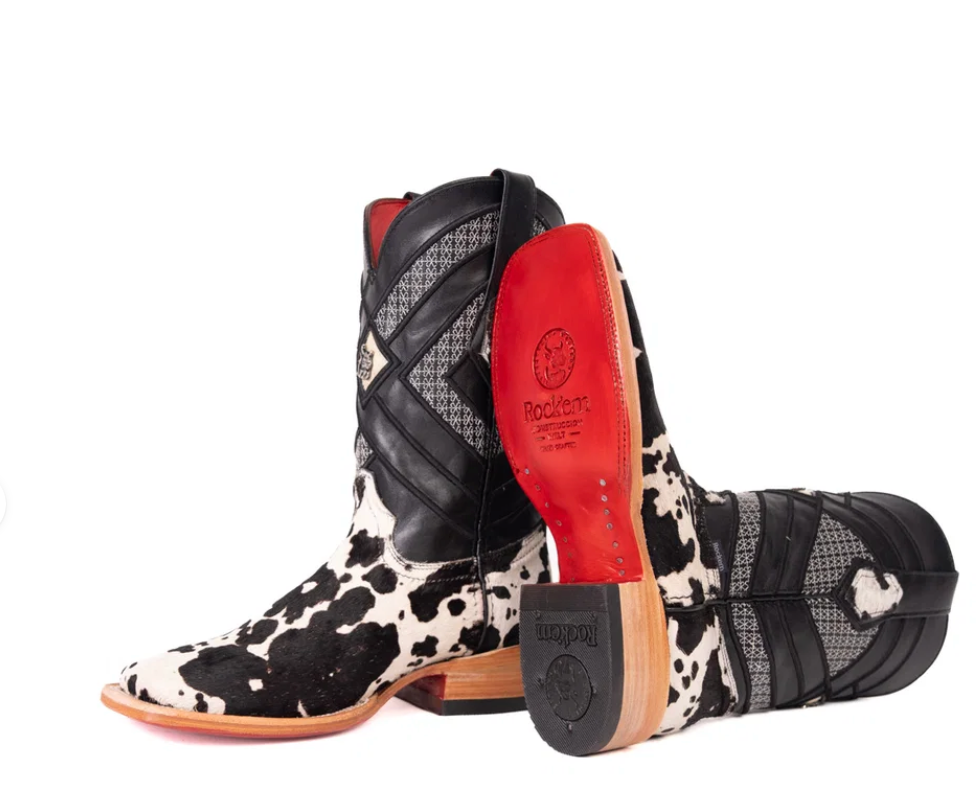 Prescott Brazil Cowhide Red Bottom Square Toe Cowboy Boot