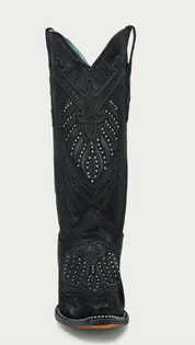 Corral A4729 Women Overlay Embroidery And Studs Black Snip Toe Cowboy Boots