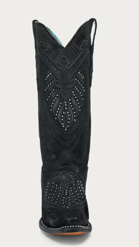 Corral A4729 Women Overlay Embroidery And Studs Black Snip Toe Cowboy Boots