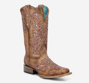 Corral A4879 Women's Sand Glitter Inlay Embroidered Western Boots