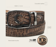 Cuadra BC480 Men's Exotic Fuscus Crocodile Leather Cowboy Belt