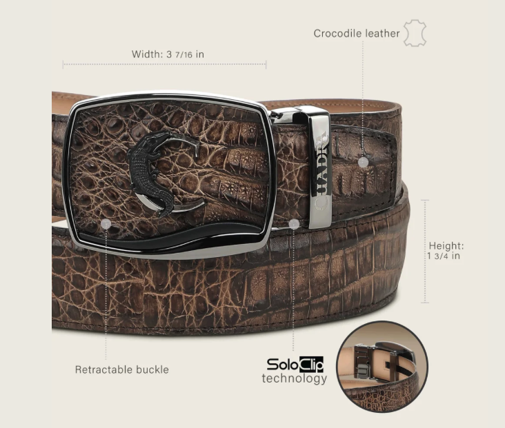 Cuadra BC480 Men's Exotic Fuscus Crocodile Leather Cowboy Belt