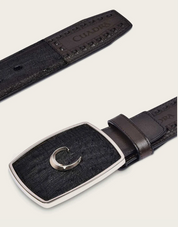 Cuadra BC205 MN Black Ostrich Laser & Woven Belt