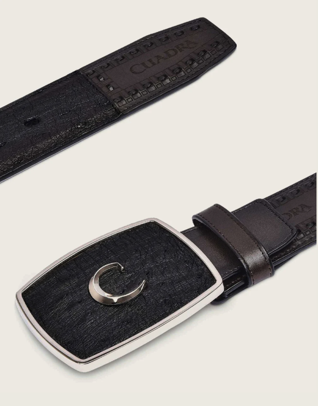 Cuadra BC205 MN Black Ostrich Laser & Woven Belt