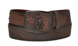 Cuadra BC280 MN Flame Brown Ostrich Stitching Belt