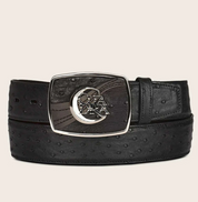 Cuadra BC306 MN Black Ostrich/Cowhide Exotic Strip Belt