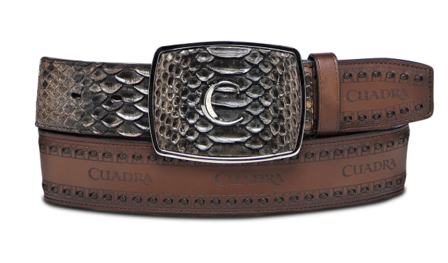 Cuadra BC357 MN Black Fish Pirarucu Exotic Strip Belt