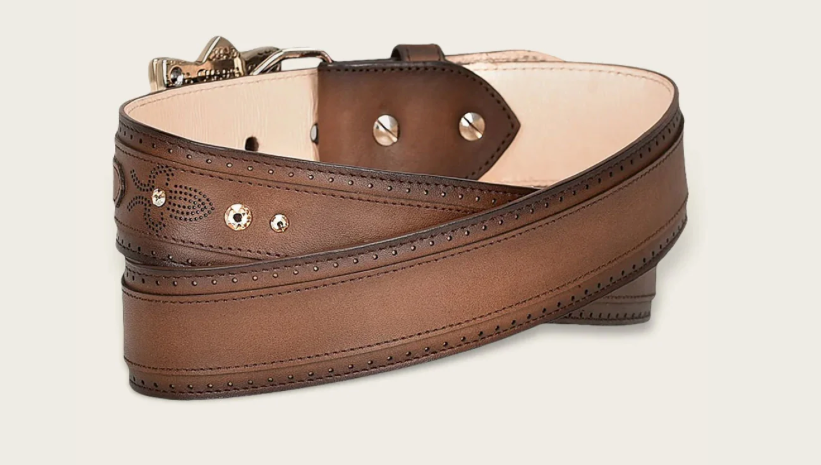 Cuadra BC270 LD Over Chestnut  Laser & Crystal Women Belt
