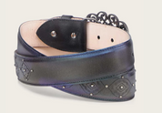 Cuadra BC416 LD Black & Purple Laser & Studs Belt