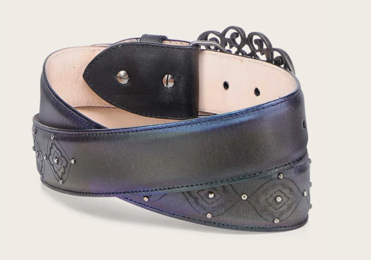 Cuadra BC416 LD Black & Purple Laser & Studs Belt