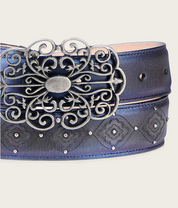 Cuadra BC416 LD Black & Purple Laser & Studs Belt