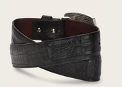 Cuadra BC309 MN Black Caiman/Cowhide Exotic Strip Belt