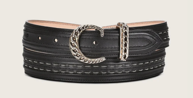 Cuadra BC295 LD Cuadra Black Cowhide Stiching Belt