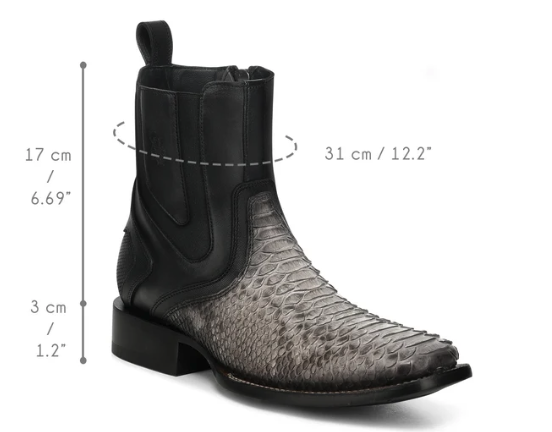 Cuadra CC282 Python Exotic Square Toe Ankle Boot