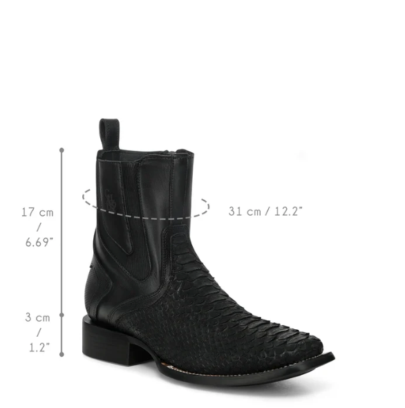 Cuadra CC285 Python Exotic Square Toe Ankle Boot