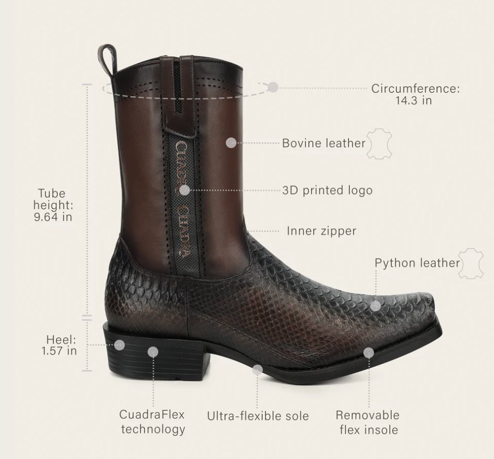 Cuadra CC296 Python Exotic Narrow Toe Cowboy Boot