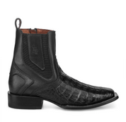 Cuadra CU891 MN Black Caiman Zipper & Elastic Square Toe