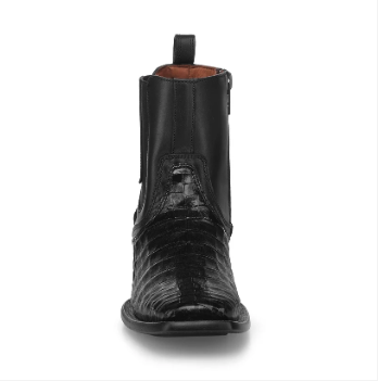 Cuadra CU891 MN Black Caiman Zipper & Elastic Square Toe