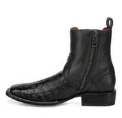 Cuadra CU891 MN Black Caiman Zipper & Elastic Square Toe