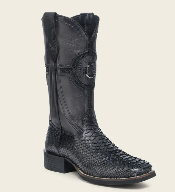 Cuadra CU977 MN Python Embroidery & Laser & Woven Square Toe Cowboy Boot