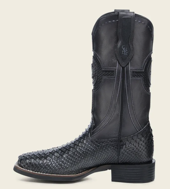 Cuadra CU977 MN Python Embroidery & Laser & Woven Square Toe Cowboy Boot