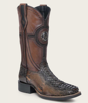 Cuadra CU978 MN Honey Python Studs & Embroidery & Woven Square Toe