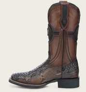 Cuadra CU978 MN Honey Python Studs & Embroidery & Woven Square Toe