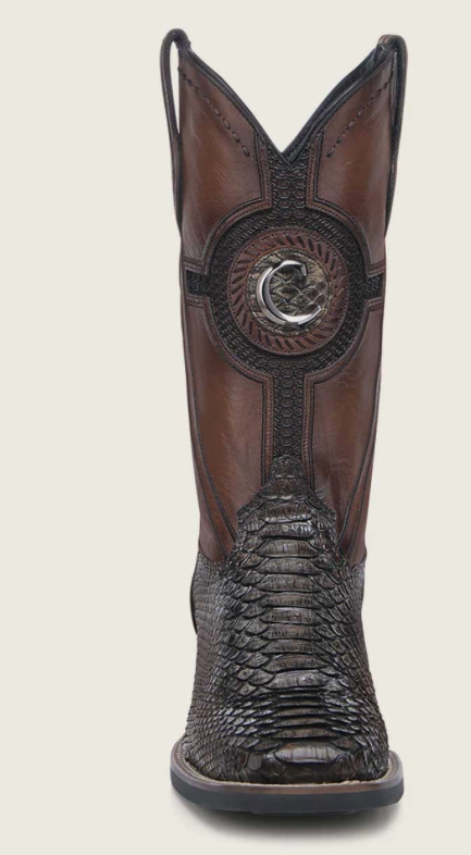 Cuadra CU978 MN Honey Python Studs & Embroidery & Woven Square Toe
