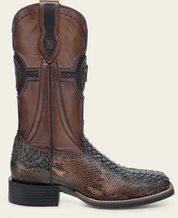 Cuadra CU978 MN Honey Python Studs & Embroidery & Woven Square Toe