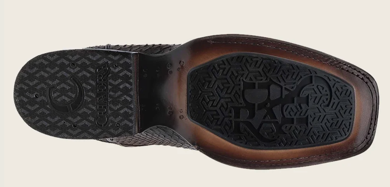 Cuadra CU978 MN Honey Python Studs & Embroidery & Woven Square Toe