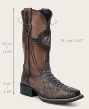 Cuadra CU978 MN Honey Python Studs & Embroidery & Woven Square Toe